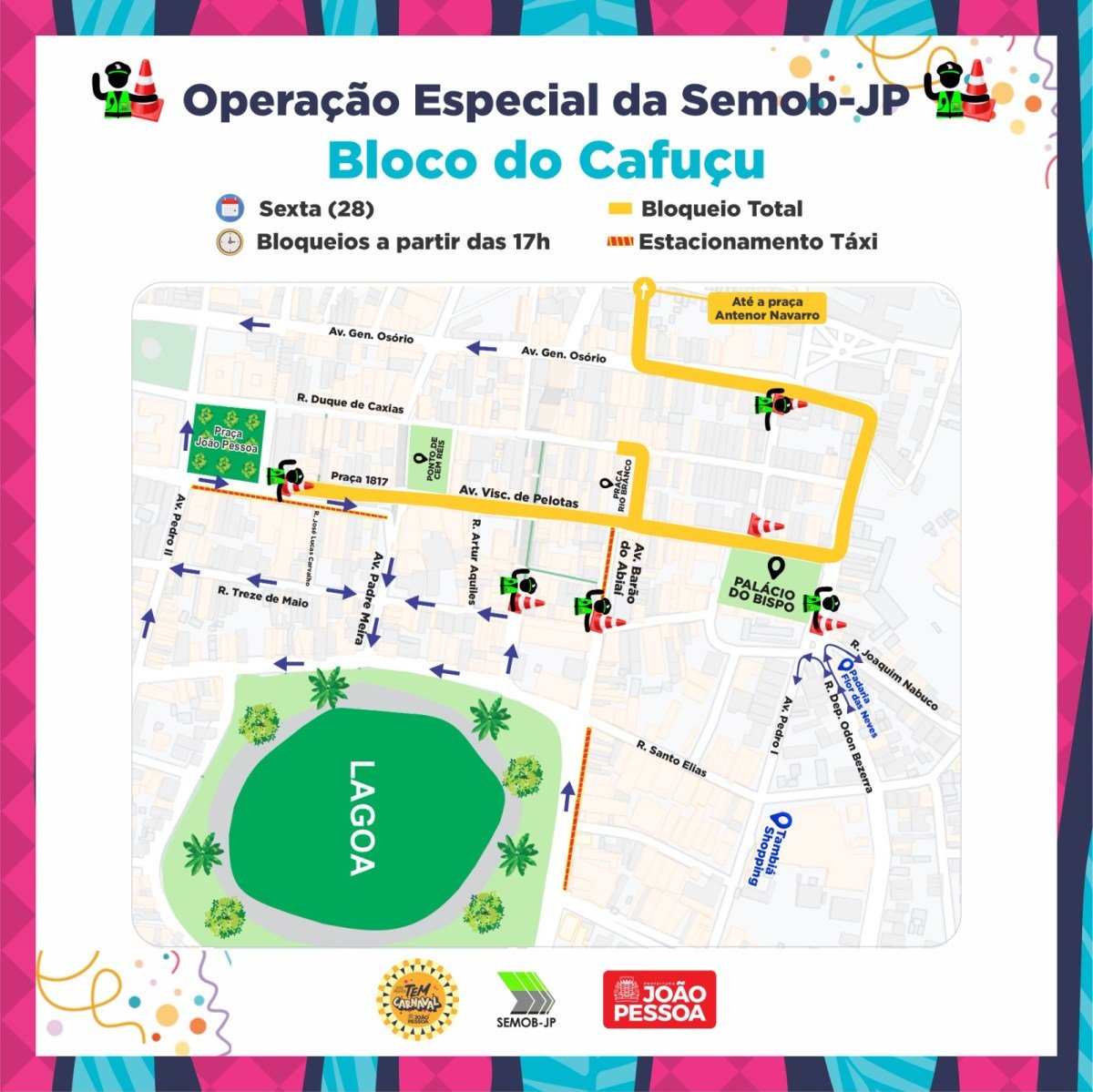 Semob-JP faz alteração no trânsito na área central da cidade para o desfile do bloco Cafuçu