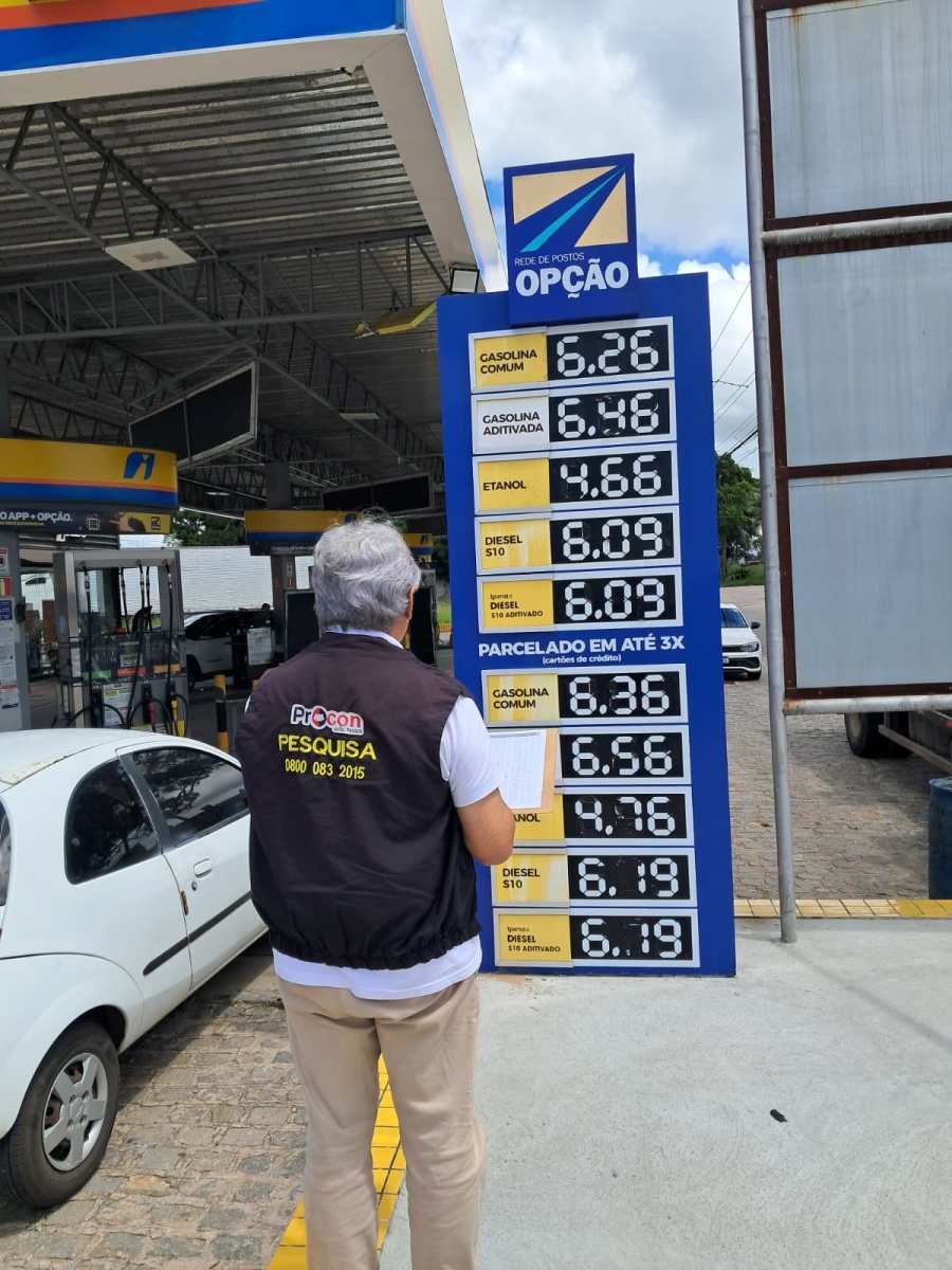 Pesquisa do Procon-JP encontra menor preço da gasolina a R$ 6,12 em posto no Centro da Capital