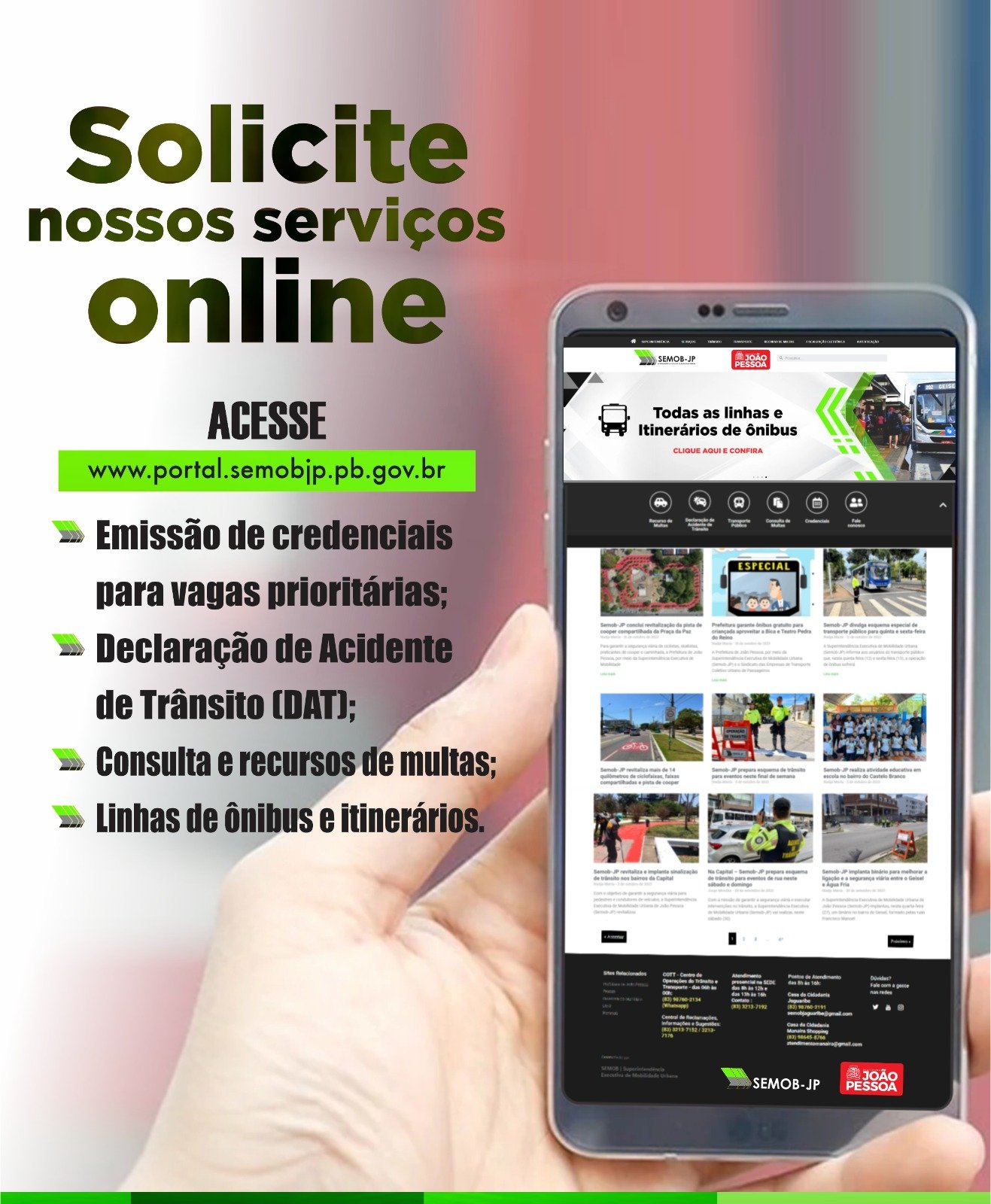 Semob mantém serviços online para demandas administrativas durante ponto facultativo e feriado