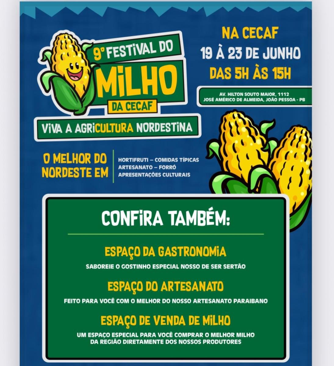 Festival do Milho da Cecaf começa nesta quinta-feira com muita música e espaço para gastronomia