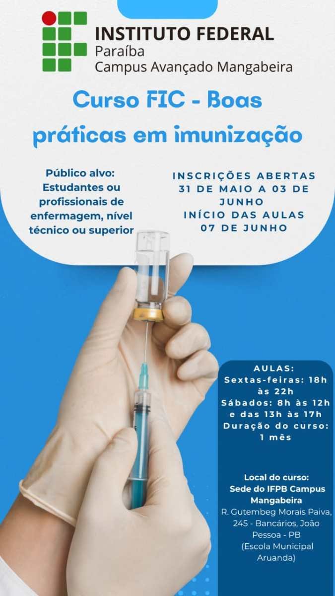 Prefeitura faz parceria com IFPB Mangabeira e inscreve para curso sobre Boas Práticas em Imunização