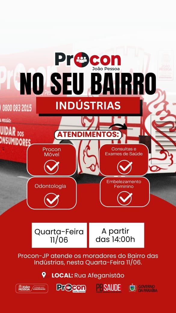 Serviço itinerante do Procon-JP volta ao Bairro das Indústrias nesta quarta-feira