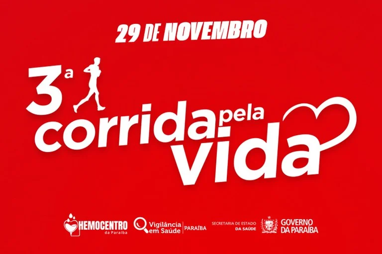 3ª corrida pela vida amplia inscrições para doadores em campina grande: vouchers com código 990 até 22/11, doações válidas até 21/11, governo da paraíba