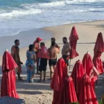 homem resgatado após ser arrastado por corrente de retorno, alerta do corpo de bombeiros