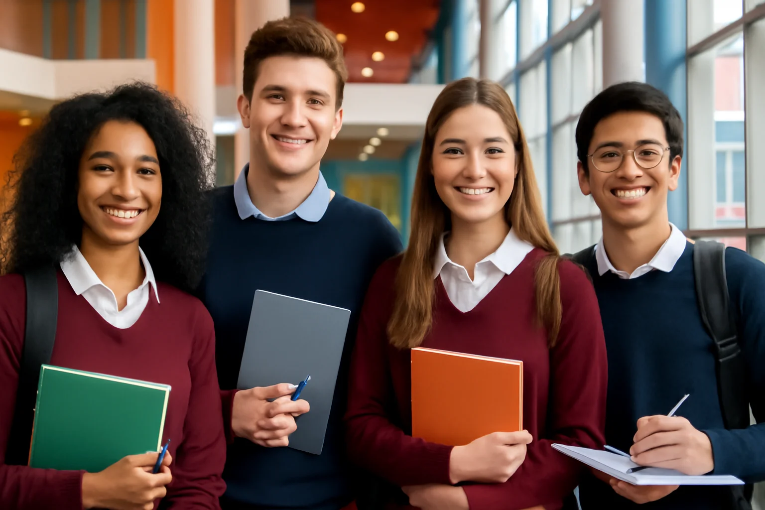 Estudantes jovens com uniformes escolares na sala de aula moderna, simbolizando o Sisu 2026 UEPB abre oportunidades