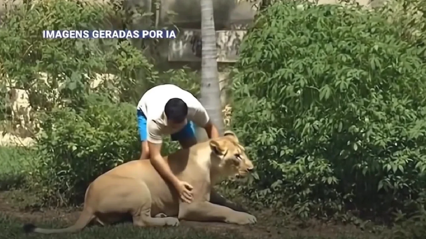 ia recria invasão a jaula de leoa na bica: jovem imagina cena chocante