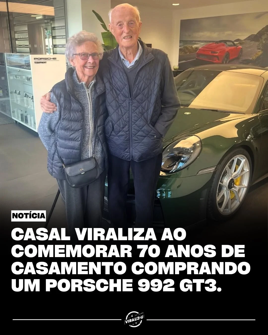 casal de 92 anos realiza sonho e compra porsche 911 gt3 para celebrar 70 anos juntos
