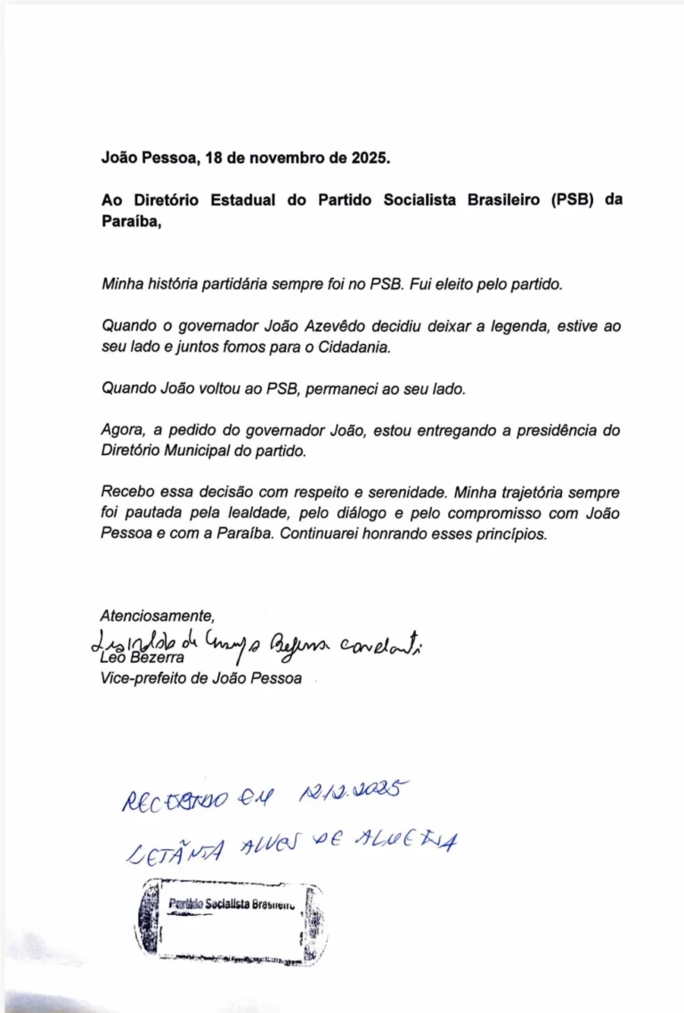 leo bezerra se afasta da presidência do psb em joão pessoa a pedido do governador joão azevêdo