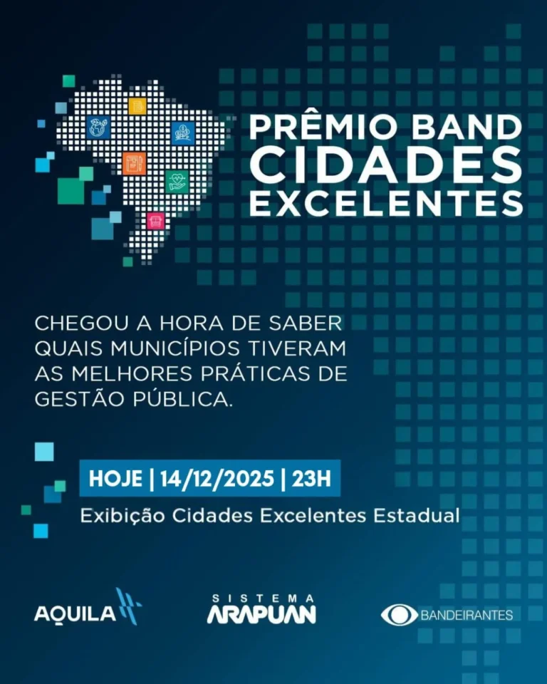 prêmio band cidades excelentes: tv arapuan exibe hoje os destaques da gestão pública