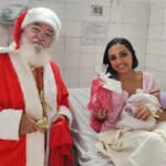 papai noel acolhe mães e bebês no hospital edson ramalho