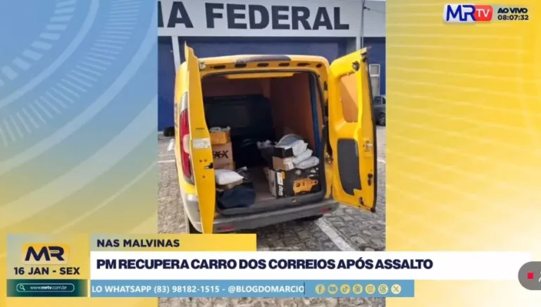 criminosos assaltam carro dos correios nas malvinas: veículo e encomendas recuperados