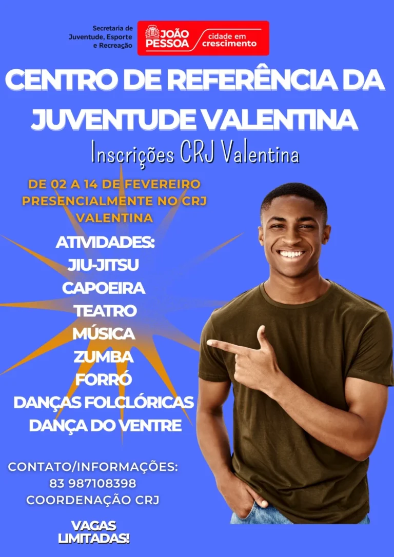 crj valentina: inscrições abertas para atividades gratuitas em joão pessoa