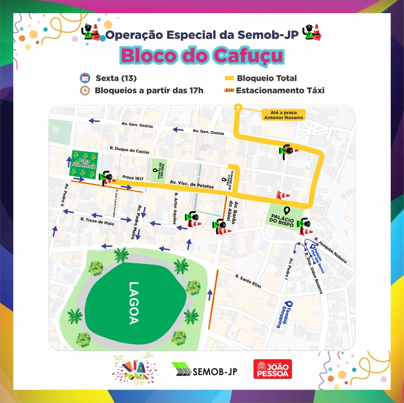 bloco cafuçu: semob jp define plano de trânsito e transporte para sexta