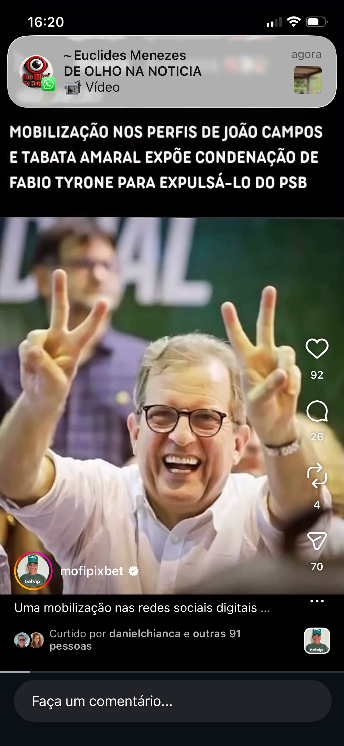 psb: tabata amaral e joão campos pedem expulsão de tyrone após polêmica