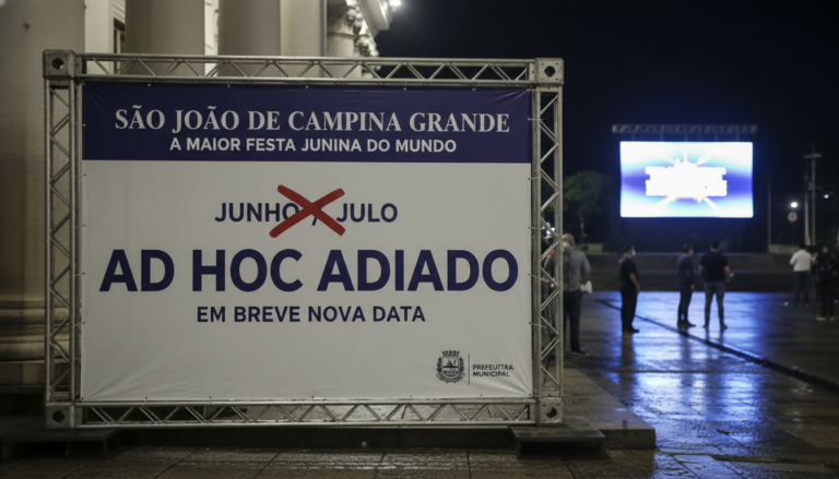 Banner do São João de Campina Grande em evento adiado