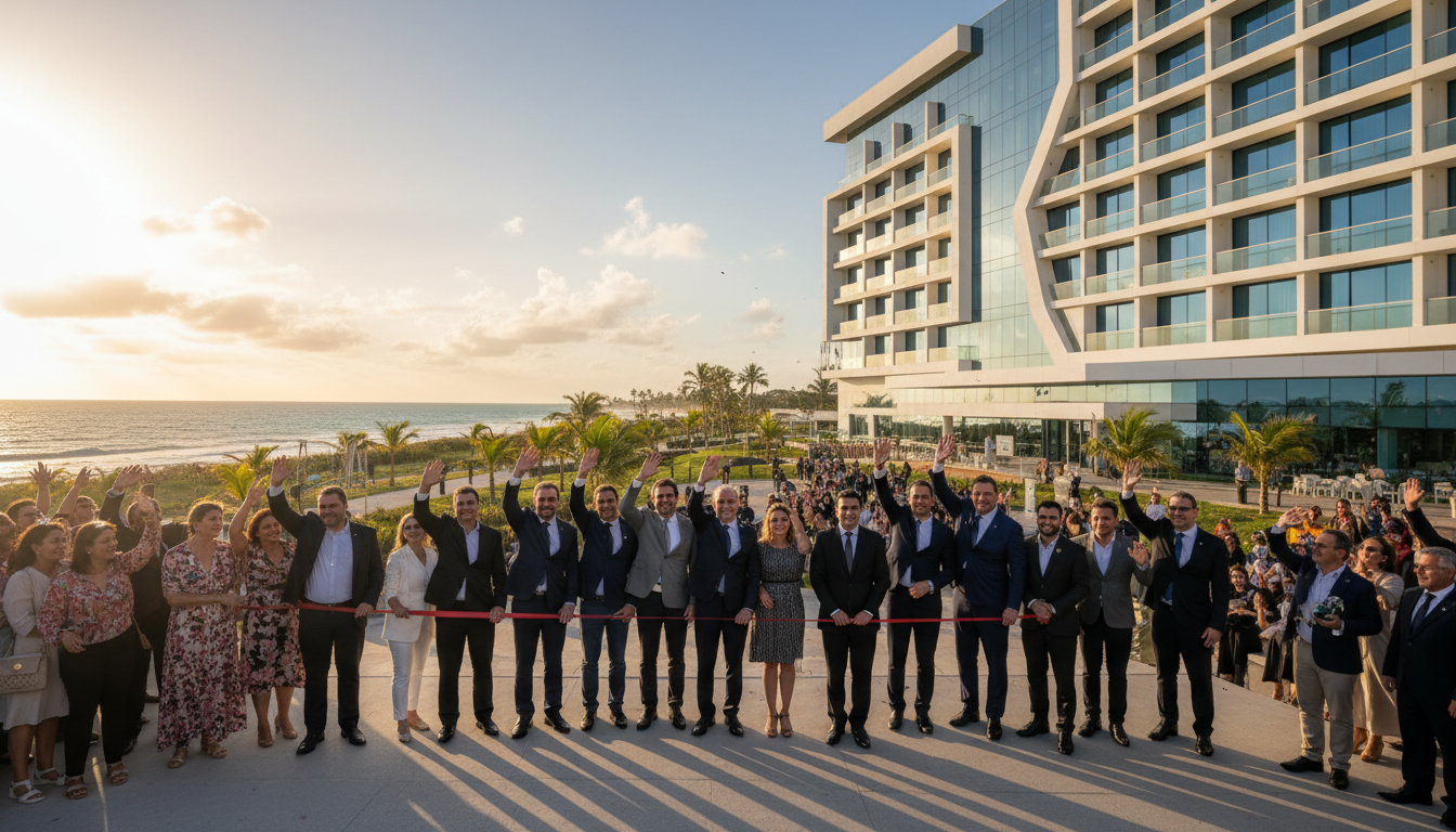 Autoridades e executivos inauguram o Tauá Resort João Pessoa, destacando o novo polo turístico da Paraíba.