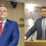 Urna eletrônica em Cabedelo, Paraíba, durante eleição suplementar, com eleitor votando