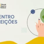 Representação visual de inteligência artificial sendo aplicada em um contexto eleitoral, com selos do TSE e Eleições 2026.