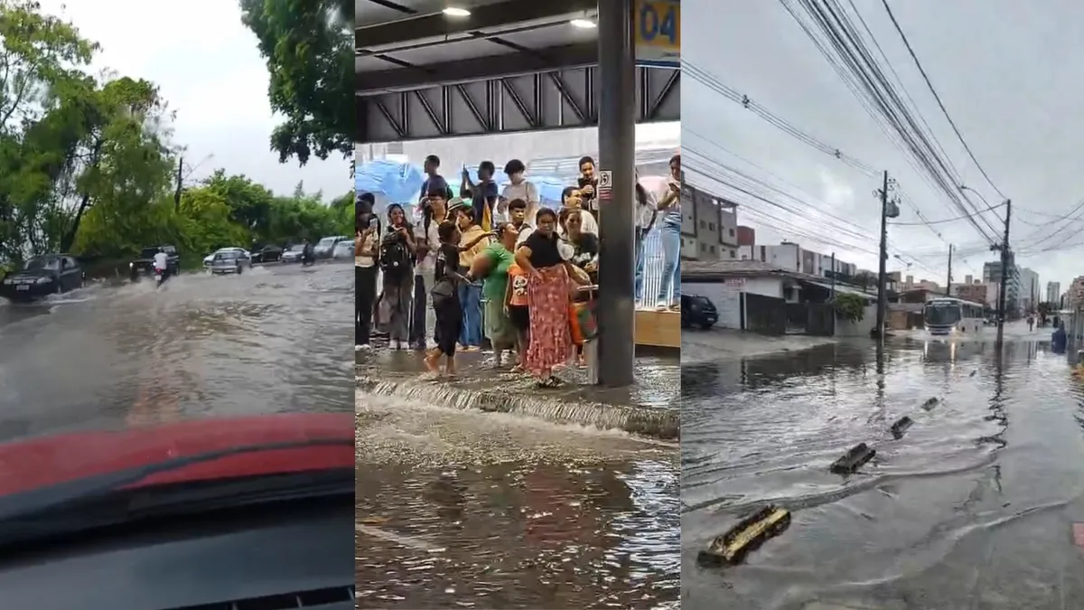 Ruas de João Pessoa com alagamentos pontuais devido ao volume elevado de chuvas em abril