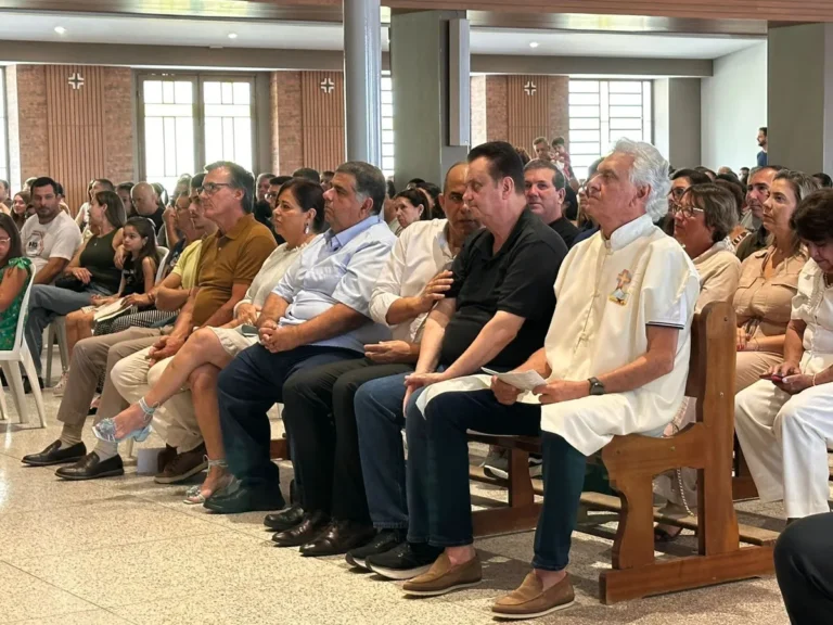 Ronaldo Caiado e Gilberto Kassab em evento no Santuário de Frei Galvão, Guaratinguetá.