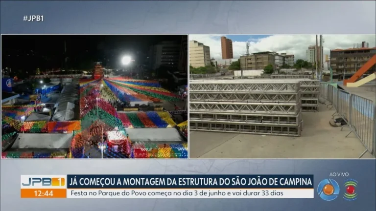 Montagem das primeiras estruturas para o São João 2026 no Parque do Povo em Campina Grande.