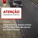 Cena de crime em frente a loja de carros com equipes de investigação