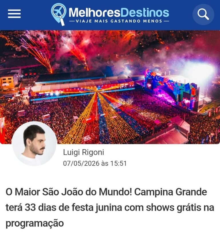 Céu coberto de bandeirinhas coloridas no Parque do Povo durante o Maior São João do Mundo em Campina Grande