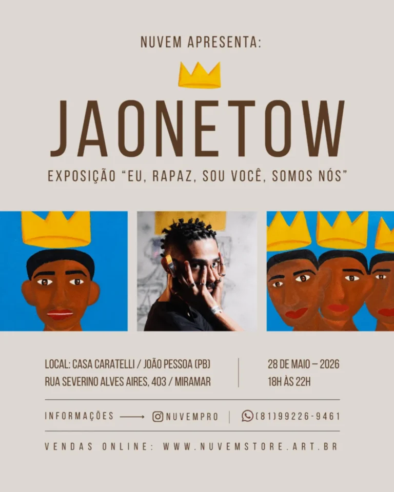 Artista Jaonetow em sua exposição 'Eu, rapaz, sou você, somos nós' na Casa Caratelli