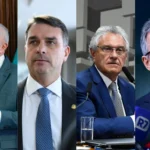 Representação gráfica de pesquisa eleitoral Quaest mostrando Lula com 39% e Flávio Bolsonaro com 33% das intenções de voto.