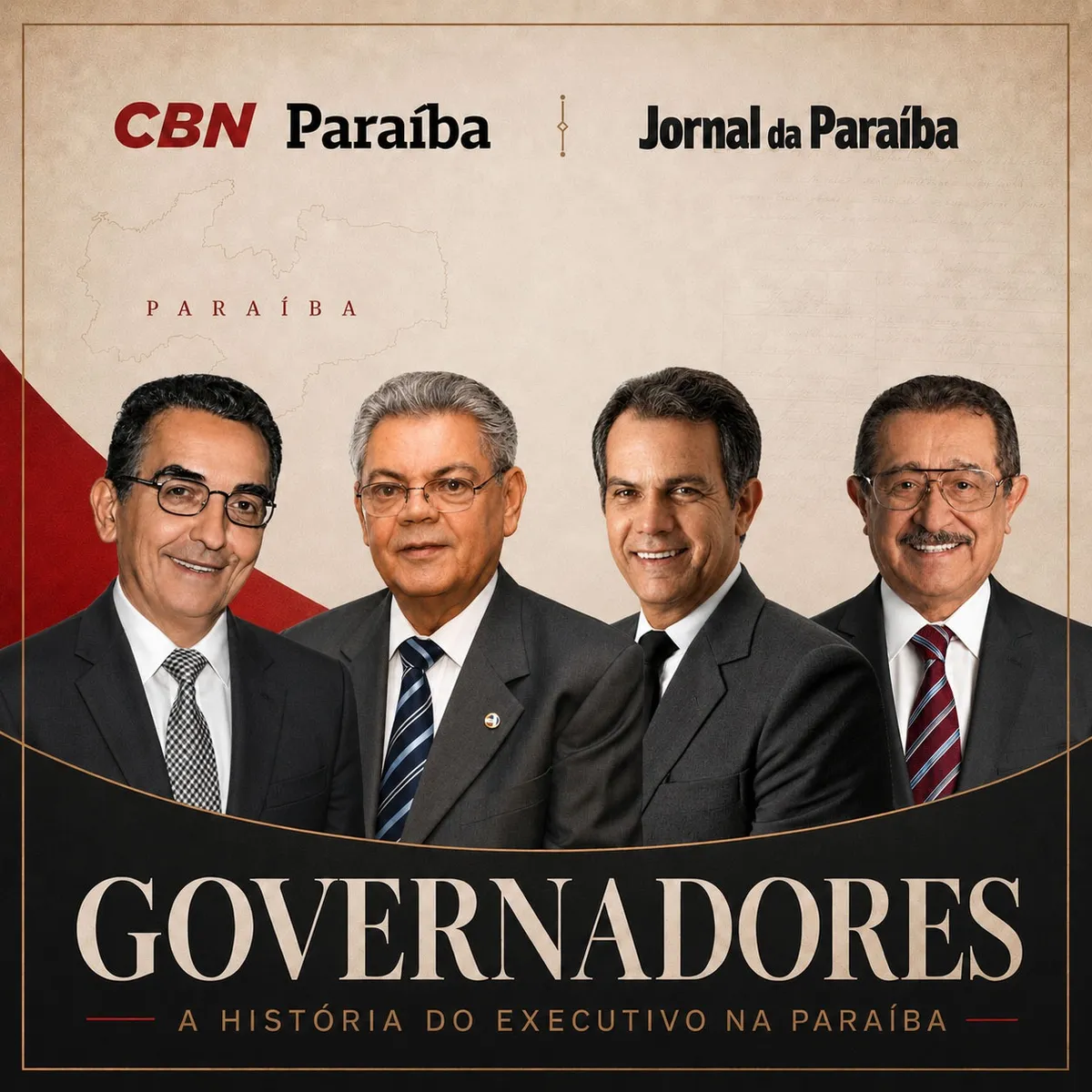 Microfone de podcast em primeiro plano sobre uma mesa, evocando a história política da Paraíba.