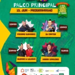 Palco do Maior São João do Mundo com shows de forró e telões exibindo jogo da Seleção Brasileira