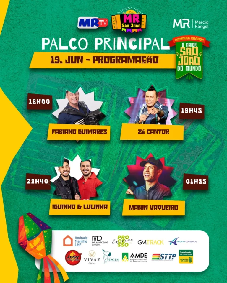 Palco do Maior São João do Mundo com shows de forró e telões exibindo jogo da Seleção Brasileira