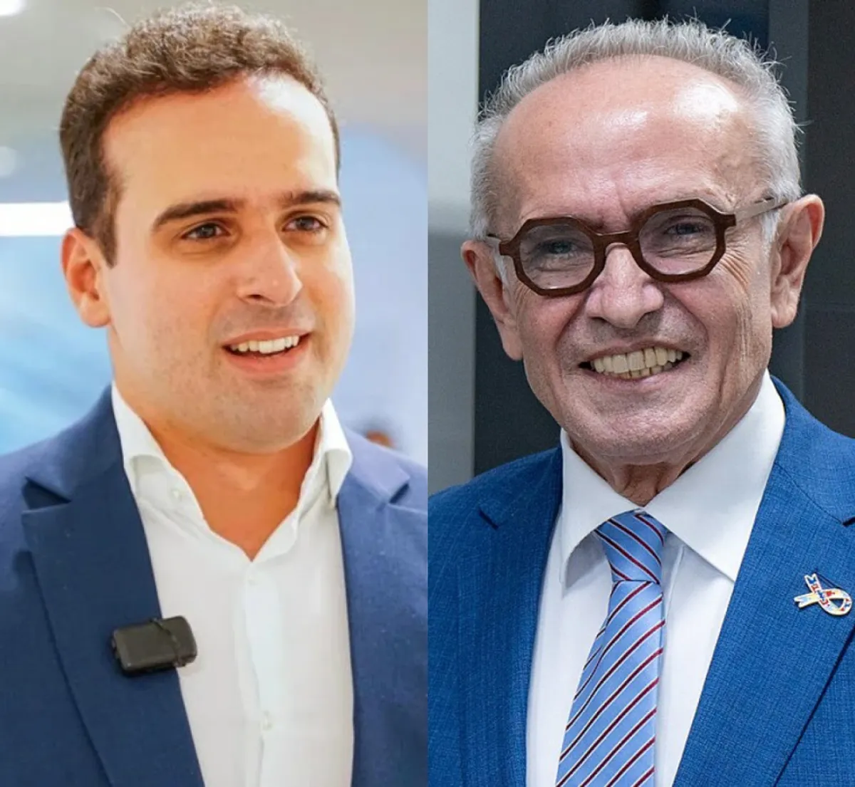 Cena de campanha eleitoral em Campina Grande, Paraíba, com candidatos e eleitores em interação.