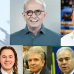 Mapa da Paraíba com marcadores políticos em destaque, simbolizando a disputa eleitoral de 2026