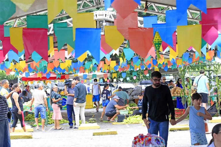 Festival do Milho em João Pessoa com barracas de venda e público