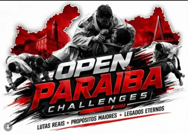 Lutadores de jiu-jitsu profissional competindo em João Pessoa durante o Open Paraíba Challenge.