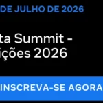 Pessoas participando de um summit sobre eleições digitais, com telas exibindo plataformas da Meta.