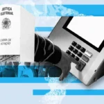 Urna eletrônica durante o dia de votação nas eleições brasileiras