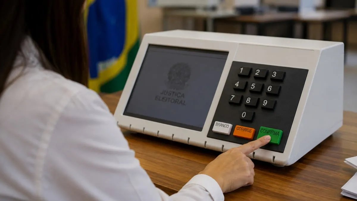 Urna eletrônica durante as eleições na Paraíba