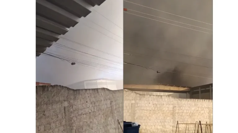 Bombeiros combatendo incêndio de grandes proporções em fábrica no Distrito Industrial de João Pessoa
