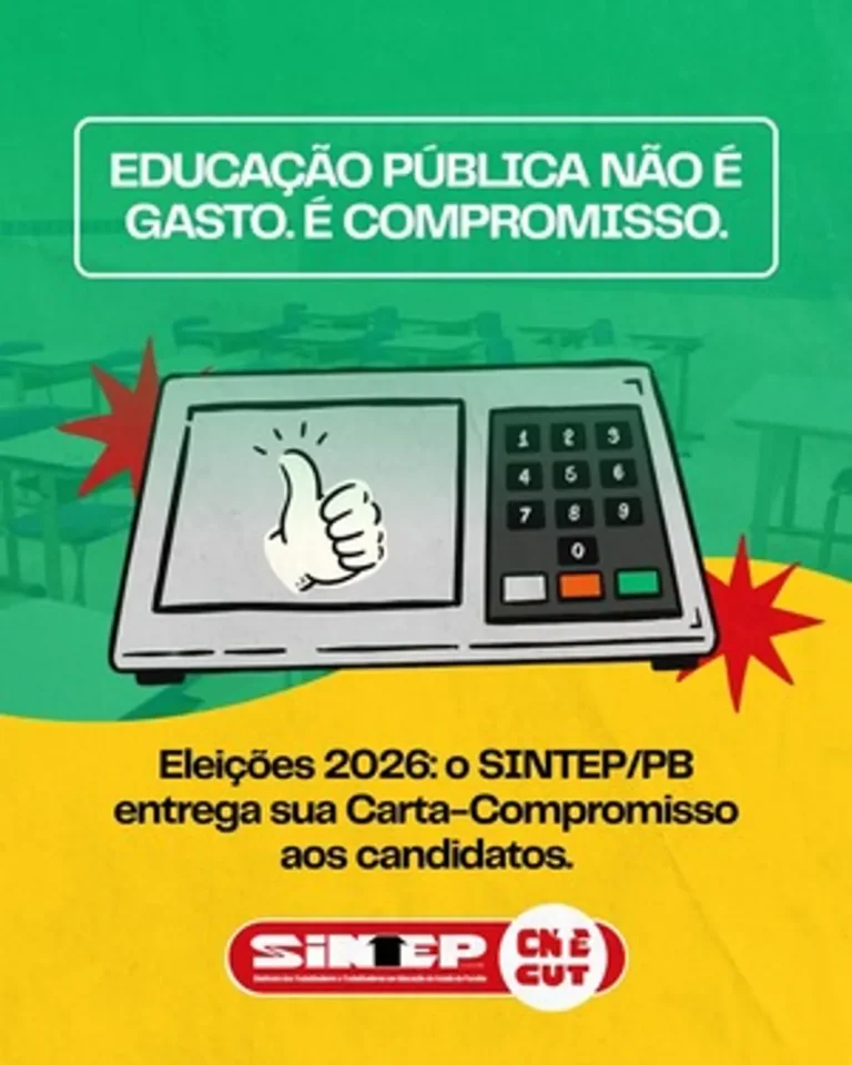 Documento da carta compromisso do Sintep-PB em mesa de trabalho